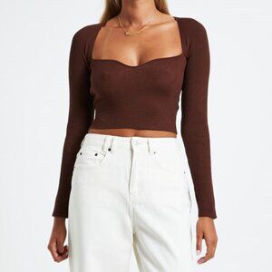 Alice in the Eve Avalon Knit Top in Chocolate Brown